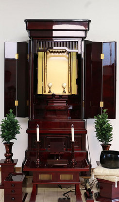 創価学会会館型中古仏壇５４３　大幅値下げいたします！　拠点・会場に最適：紫檀ピアノ塗装が素敵です！