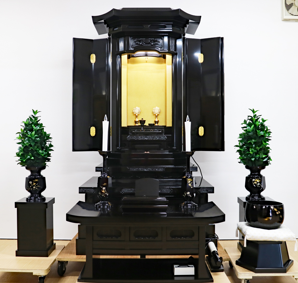 創価学会 厨子型 中古仏壇 1164 宝寿 経机・花台・リン台付：発売しました！
