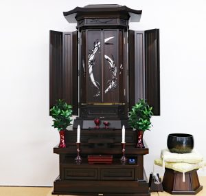 創価仏壇 中古仏壇1169 黒檀 白ゆり 新品に近いですよ