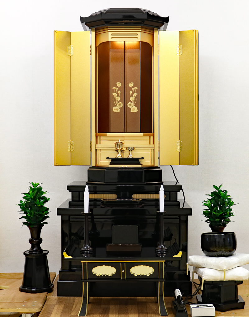 創価学会 厨子型 中古仏壇 746:ほぼ未使用・展示品レベルの黒塗り仏壇