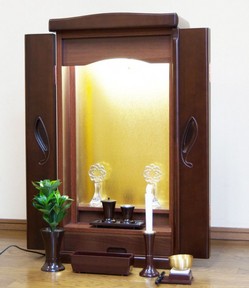 創価学会 コンパクトミニ仏壇 「すずらん」 ダーク：旧仏壇を引取り、新たに仏壇購入いただきました。