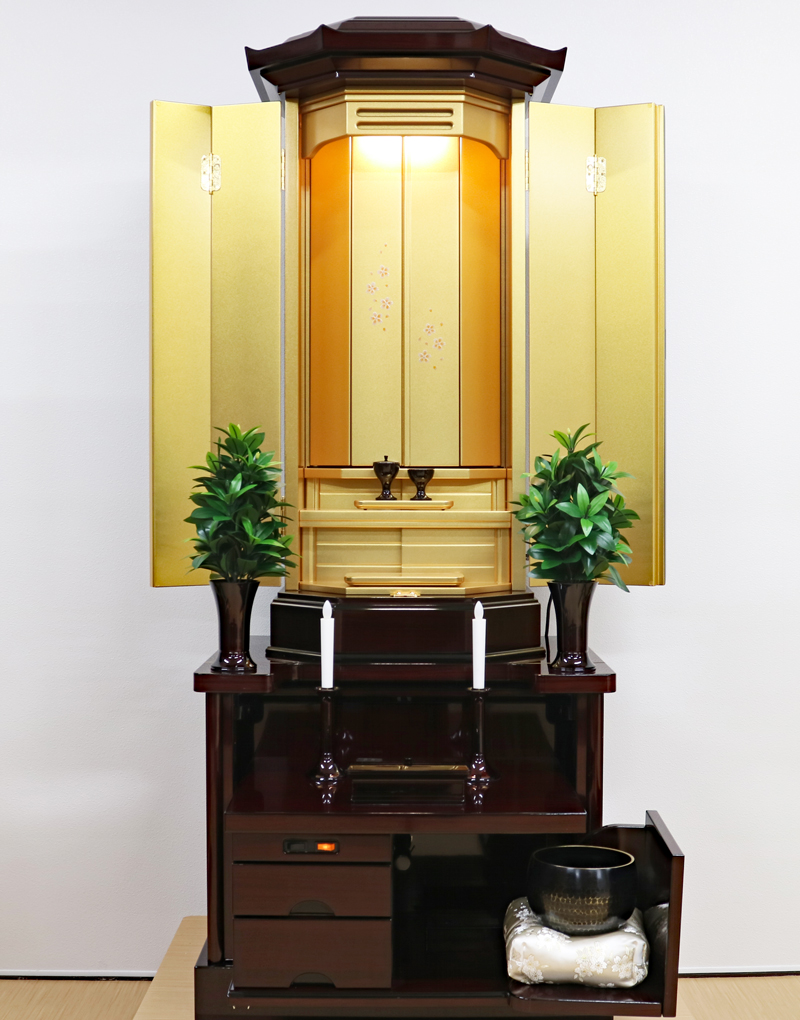 創価学会 厨子型仏壇 「翼」 紫檀 デラックス型 蒔絵入 レインボーゴールド厨子:発売！