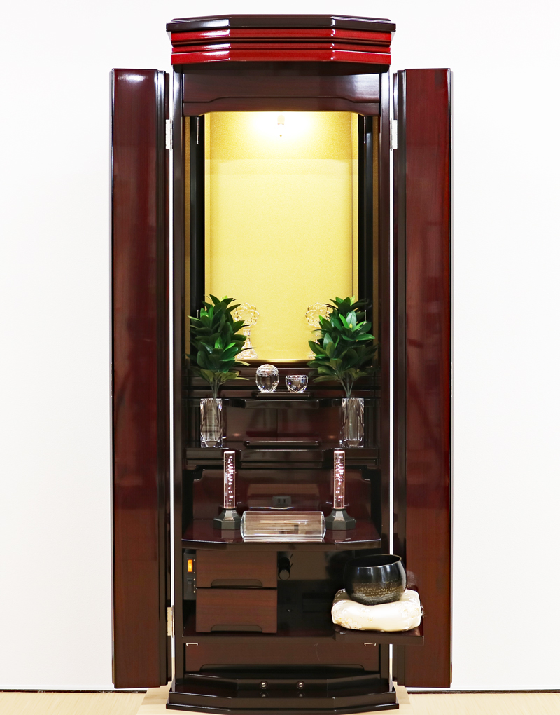 創価学会 家具調仏壇 「輝」 紫檀(ワインレッド色) :上質仕上げ：11・18記念現金大特価：さらに１万円引き