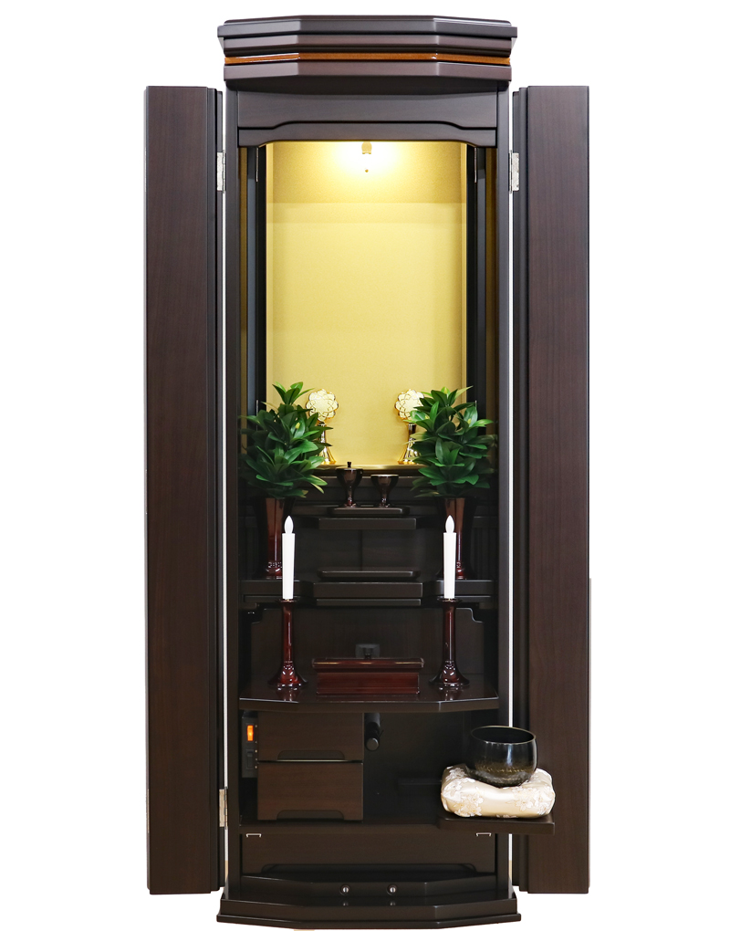 創価学会 家具調仏壇 「輝」 ウォールナット 艶無し仕様　国産：店長お勧めのそのわけとは！！