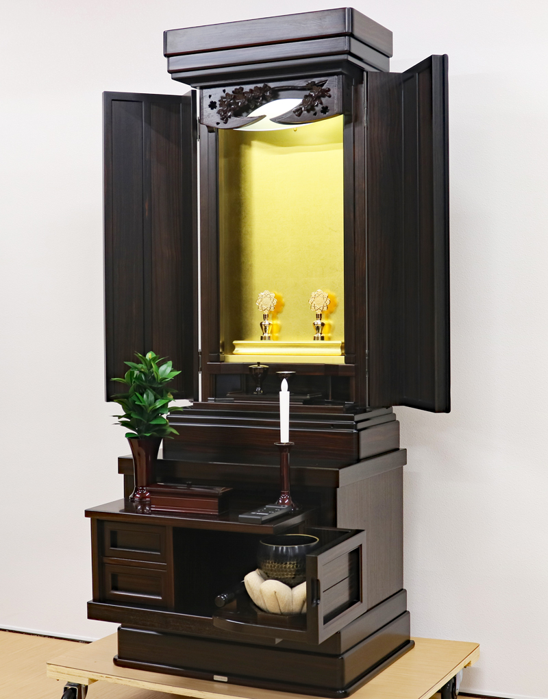 創価学会 中古仏壇 1130 15号黒檀正三方：購入満足しましたとの感想頂きました