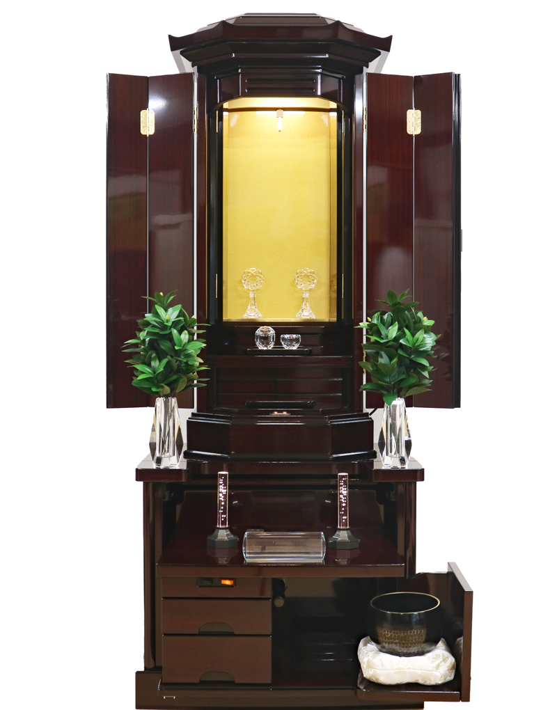 創価学会 厨子型仏壇 新型 「翼」 紫檀 レインボーゴールド：発売！今月のお勧め仏壇