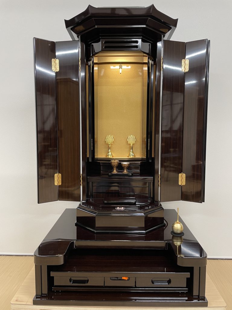 創価学会 厨子型仏壇 新型 「翼」 黒檀 レインボーゴールド厨子：本体のみ販売できます