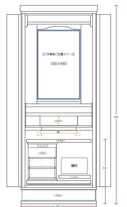 特別注文の創価仏壇のデザインができました：お客様宅訪問しご要望をすべてお聞きしデザインを起こします