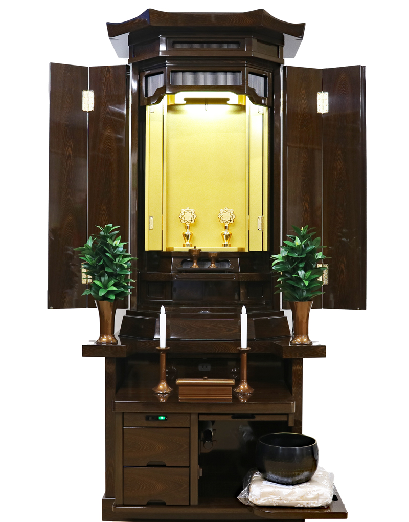 全国対応：年末お届け可能：大特価：創価中古仏壇 1206 創春 鉄刀木 全面研磨&電動機LED新品交換済み