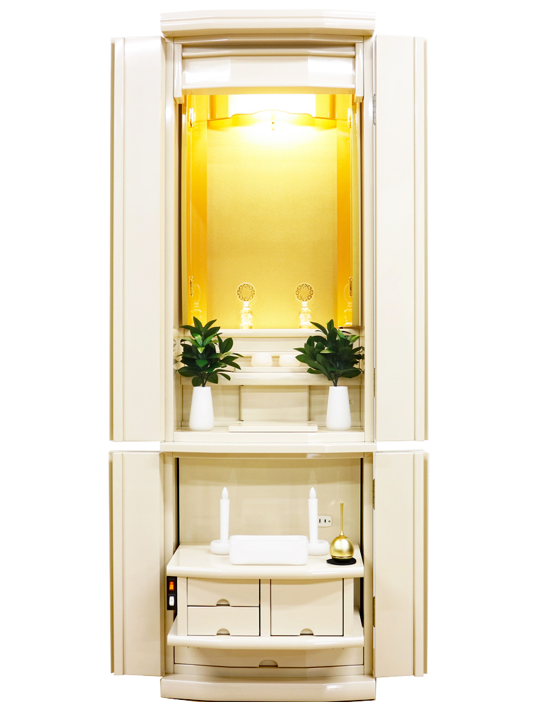 全国対応：年末お届け可能：大特価：創価学会 家具調 中古仏壇 1214 ブランチ パールホワイト