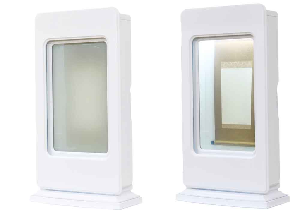 創価学会 新開発調光仏壇 「クリア」 ホワイト 特装御本尊可：発売しました！ショールーム展示見学可