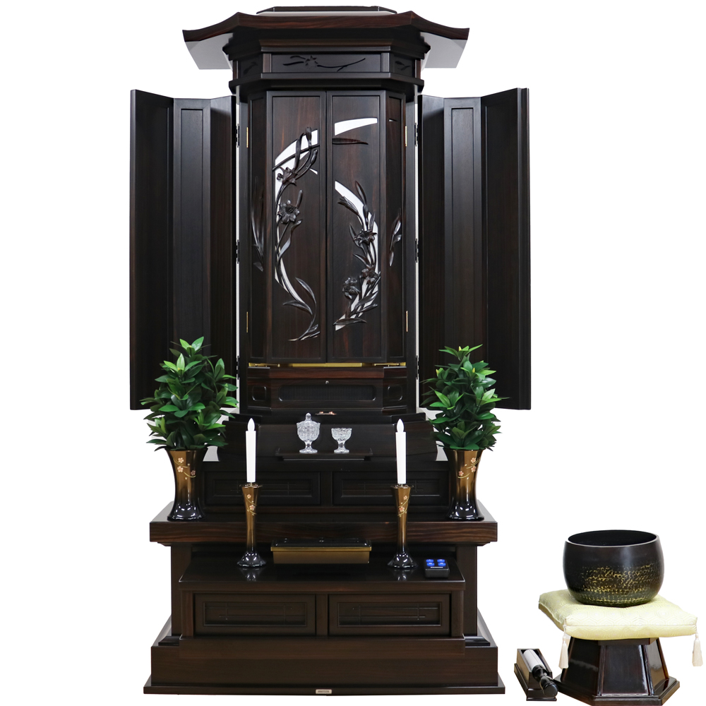 創価学会 厨子型 中古仏壇 1240　25本黒檀 白ゆり：発売しました