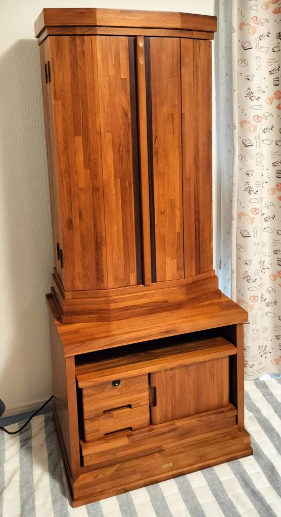 創価学会 家具調 中古仏壇 1235 チーク無垢 花包み：購入のお客様よりご感想を頂けました