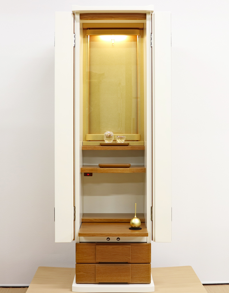 創価学会仏壇セレクトSHOP： 家具調仏壇  「ニュースリム」 ホワイト×ナラ：売約頂きました