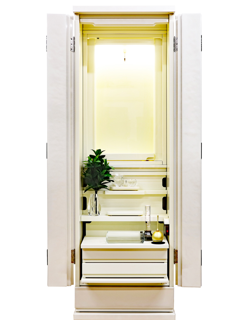 2025年新商品 創価学会 家具調仏壇 「楓」 パールホワイト×マットホワイト:桜梅桃李.comから発売しました！