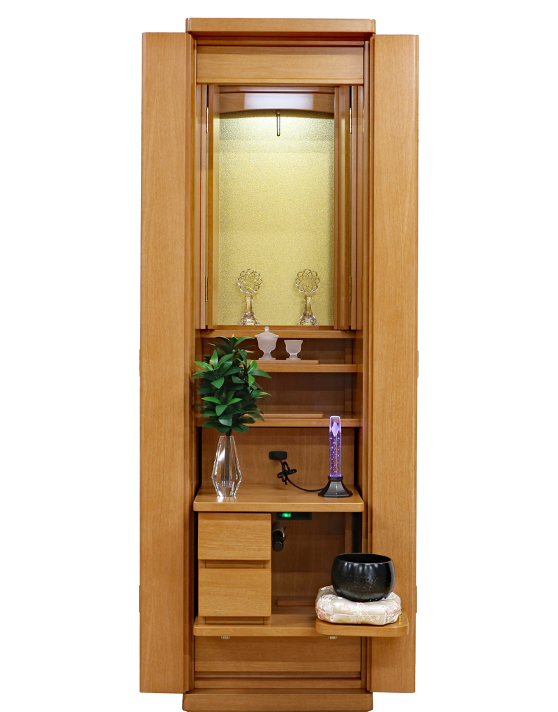 創価学会 家具調 中古仏壇 1308 イクシア ライトオーク 電動厨子扉：桜梅桃李.comから発売しました！