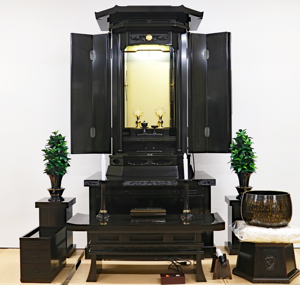 創価学会 中古仏壇 1325 「宝山」 黒檀 徳島仏壇:会場・拠点・大きな仏壇が欲しかった方に最適・お買い得特価販売