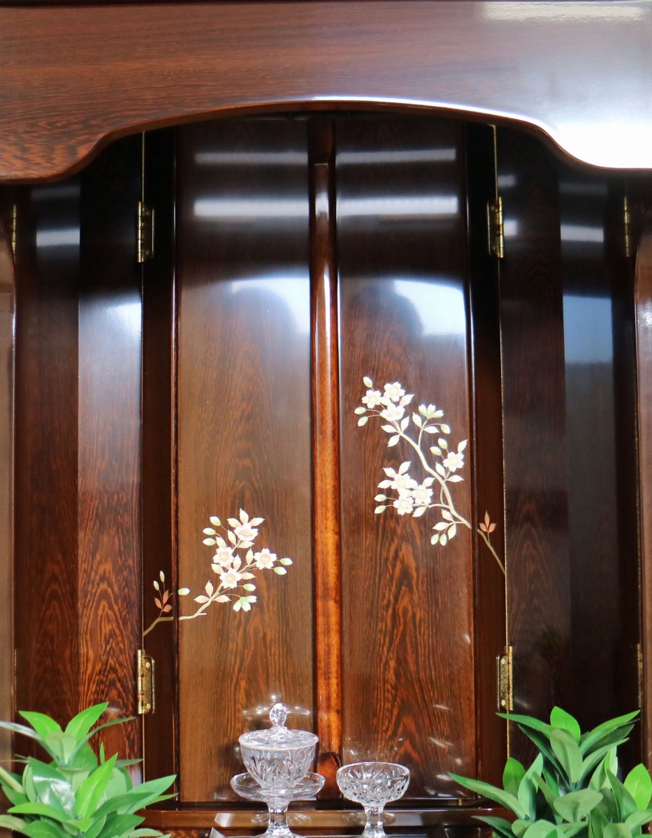 創価学会　家具調中古仏壇514　宝塔タガヤサン枝桜