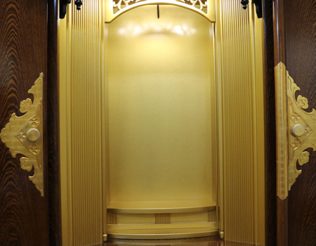 創価学会厨子型仏壇　拠点・会場・和室に最適　支部拠点地区拠点　本部拠点　男子部　四者　黒檀　大型仏壇　SGI仏壇　中古B580　創価学会仏壇専門店桜梅桃李.comより発売