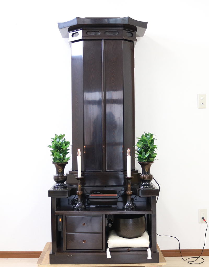 創価学会 厨子型収納仏壇 中古仏壇　617　額縁ガラスカバー