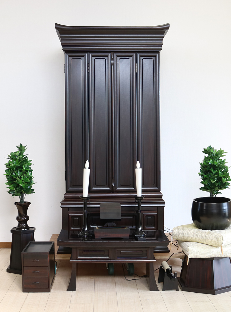 創価学会 厨子型 中古仏壇628 金剛堂57本黒檀尾長鳥 国産徳島製 定価