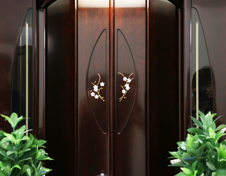 桜梅桃李.com　中古675桜蒔絵ローズ色紫檀 (特別特装ご本尊様可)　厨子扉