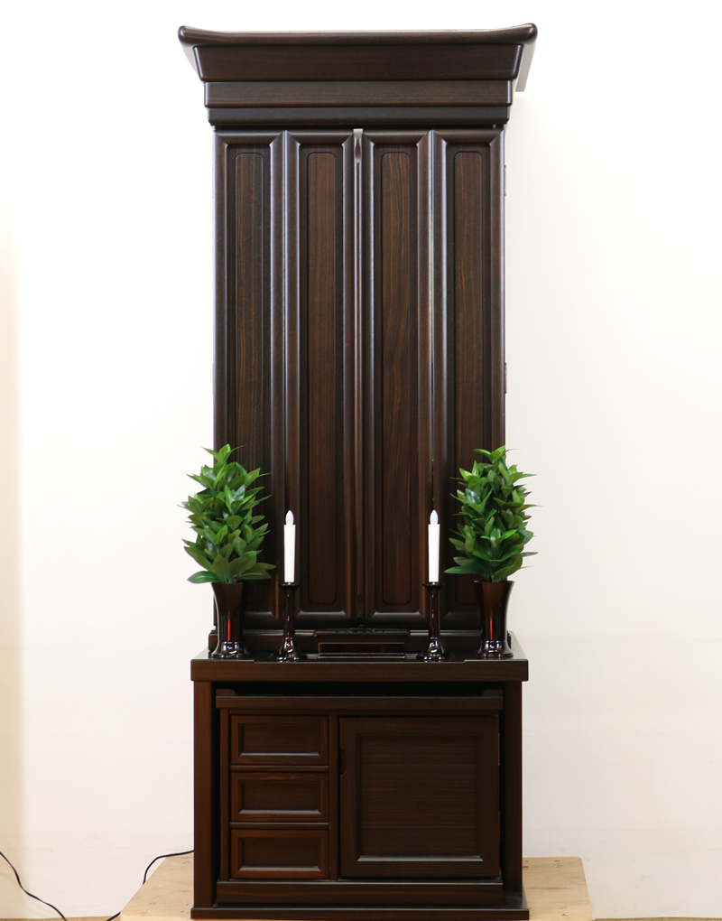 創価学会 厨子型収納仏壇 中古仏壇　719　金剛堂19本黒檀+下台　西陣金銀箔