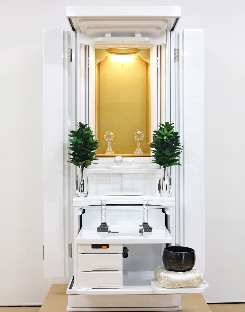 創価学会 家具調仏壇 「茜」 スーパーホワイト 電動&強化ガラス 受注