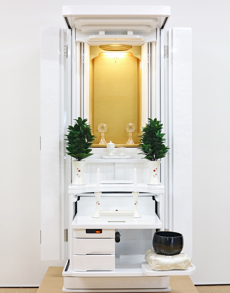 創価学会 家具調仏壇 「茜」 スーパーホワイト 電動&強化ガラス 受注